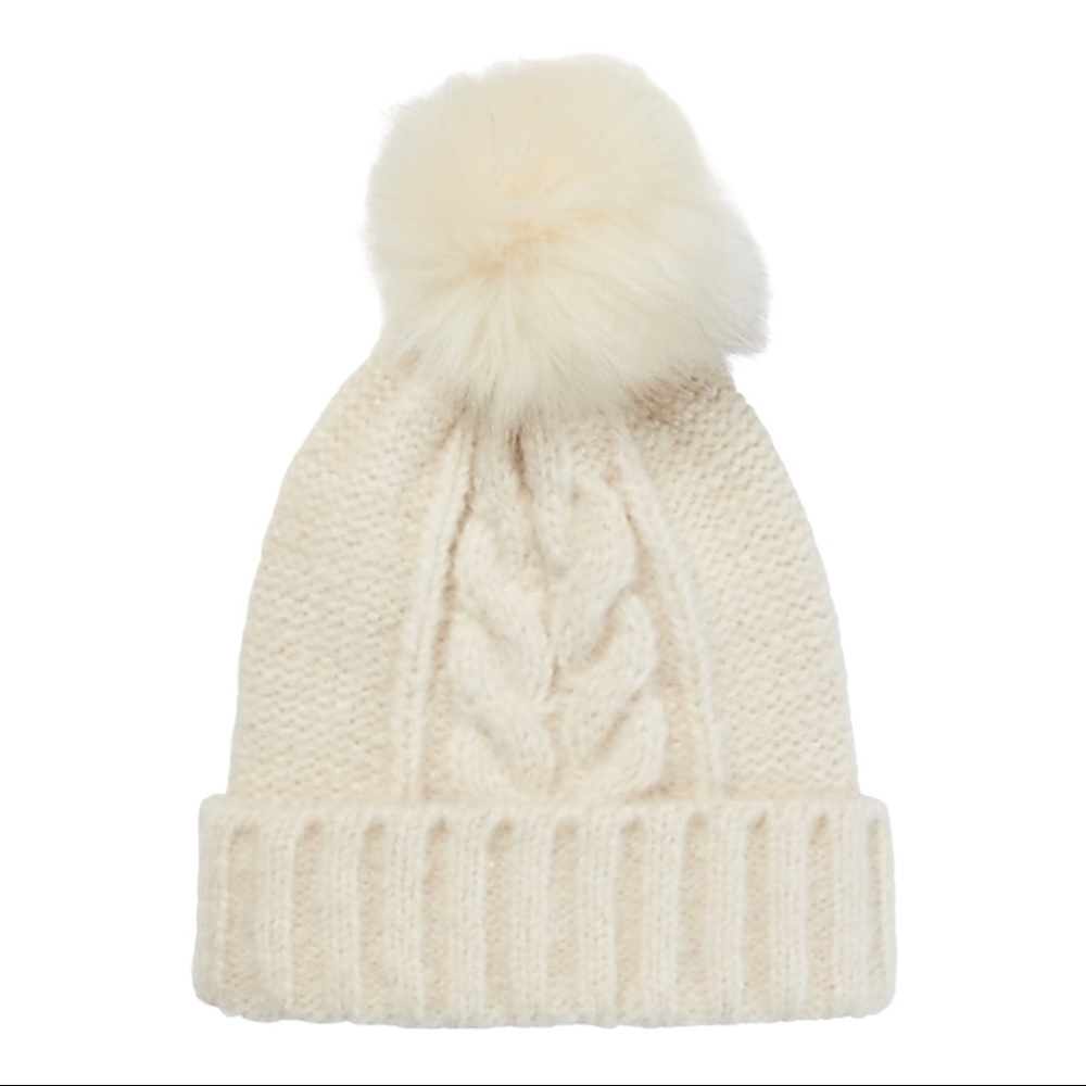 EXPRESS Sorbet Cable Knit Pom Beanie NWT